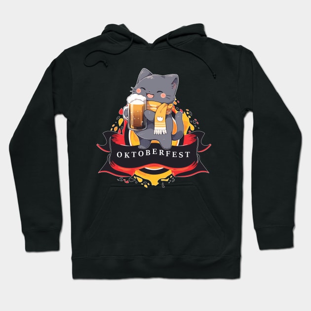 Oktoberfest Octoberfest Cat Loves Beer Hoodie by Underground Cargo